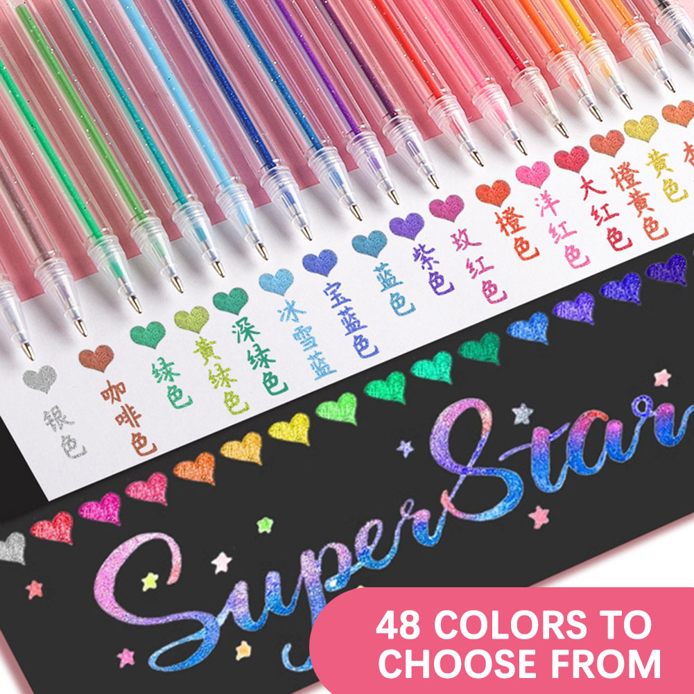 Gel Ink Pen Set - Glitter Gel Pen Set,8-48 Colors Iridescent