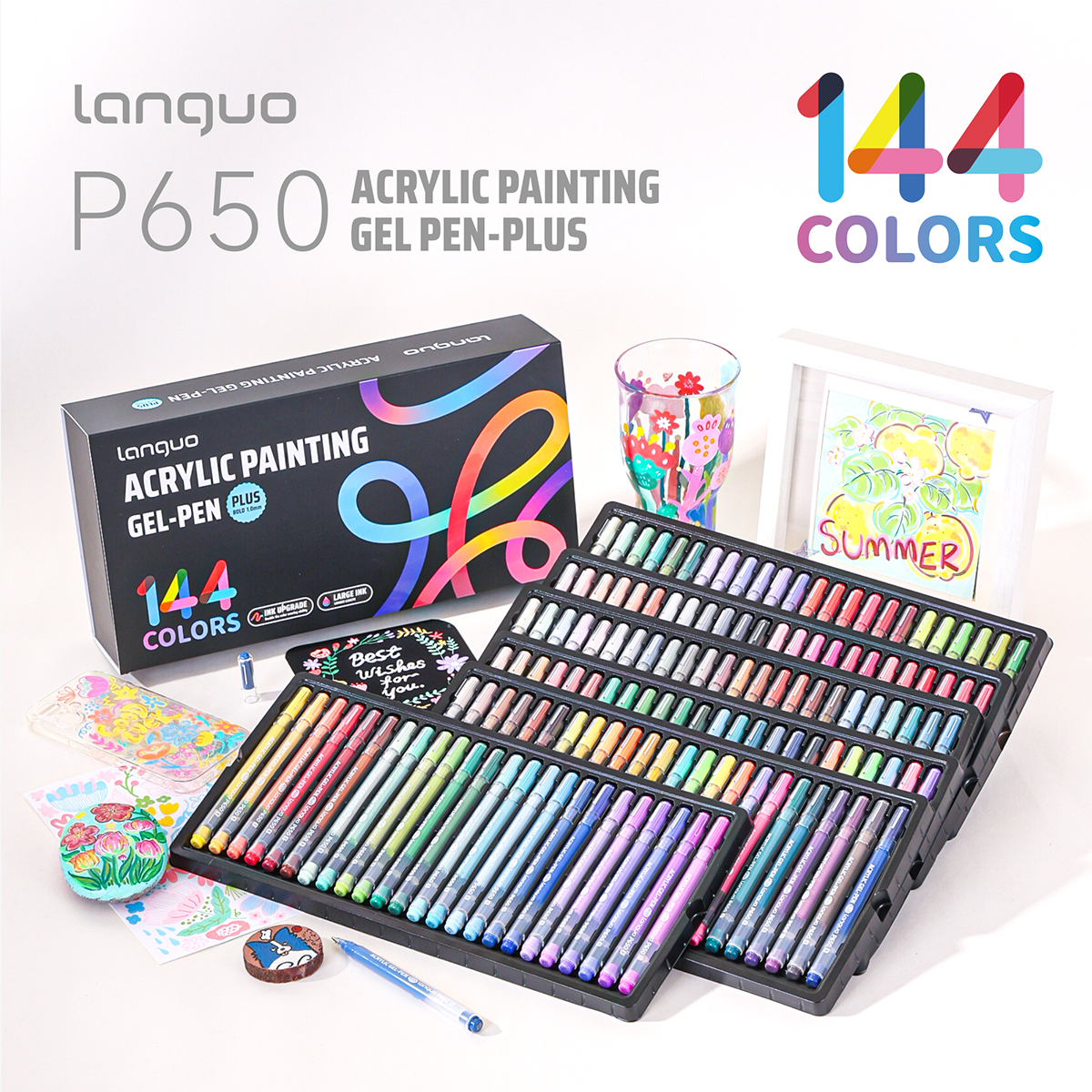 Gel Ink Pen Set - LANGUO 144/36 Colors Acrylic Painting Gel