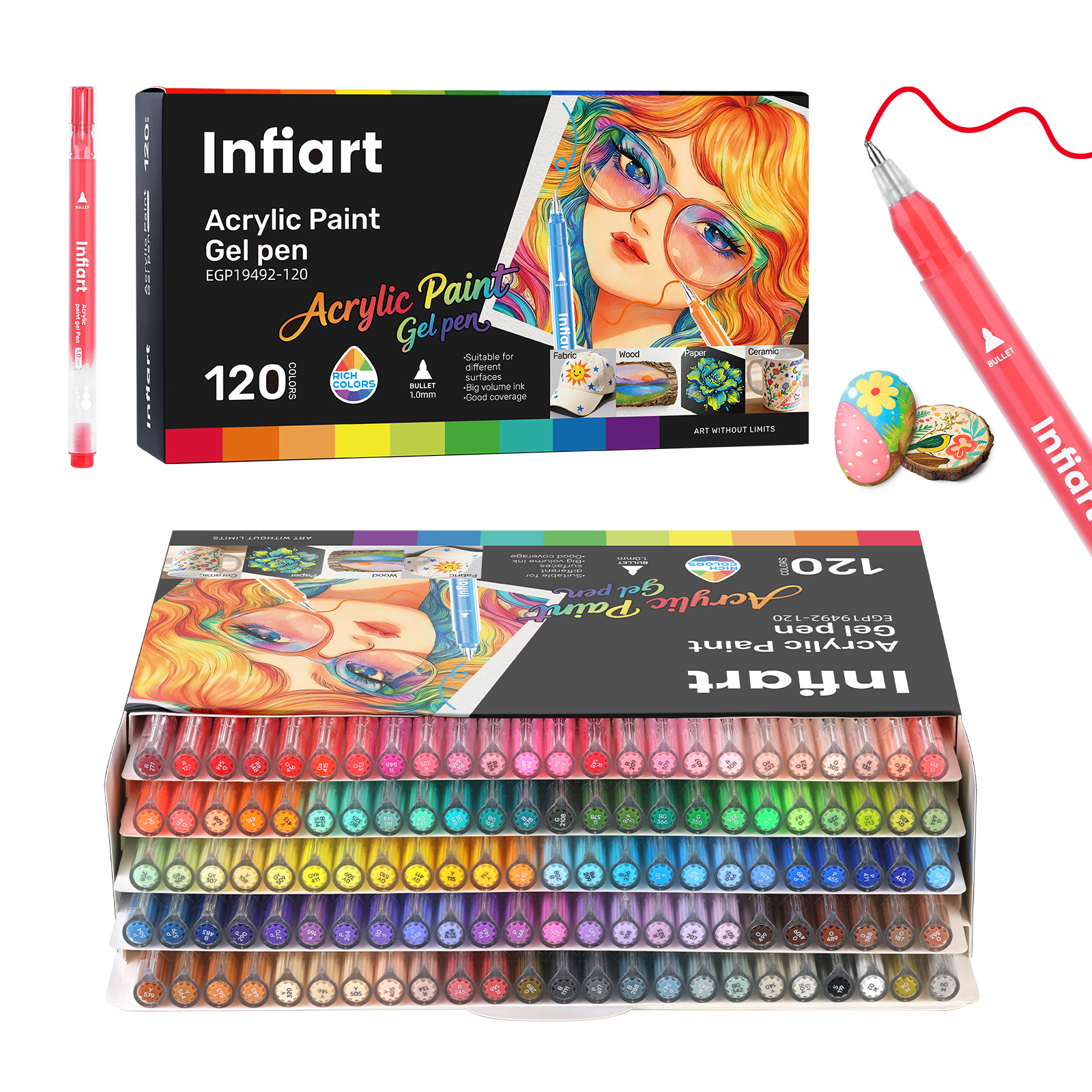 Gel Ink Pen Set - Acrylic Paint Gel Pens, Glitter Marker