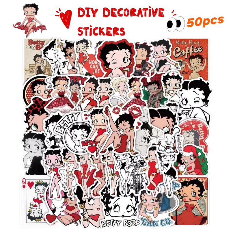Memo Pad Sticky - New 50PCS Betty Boop Sticker Anime