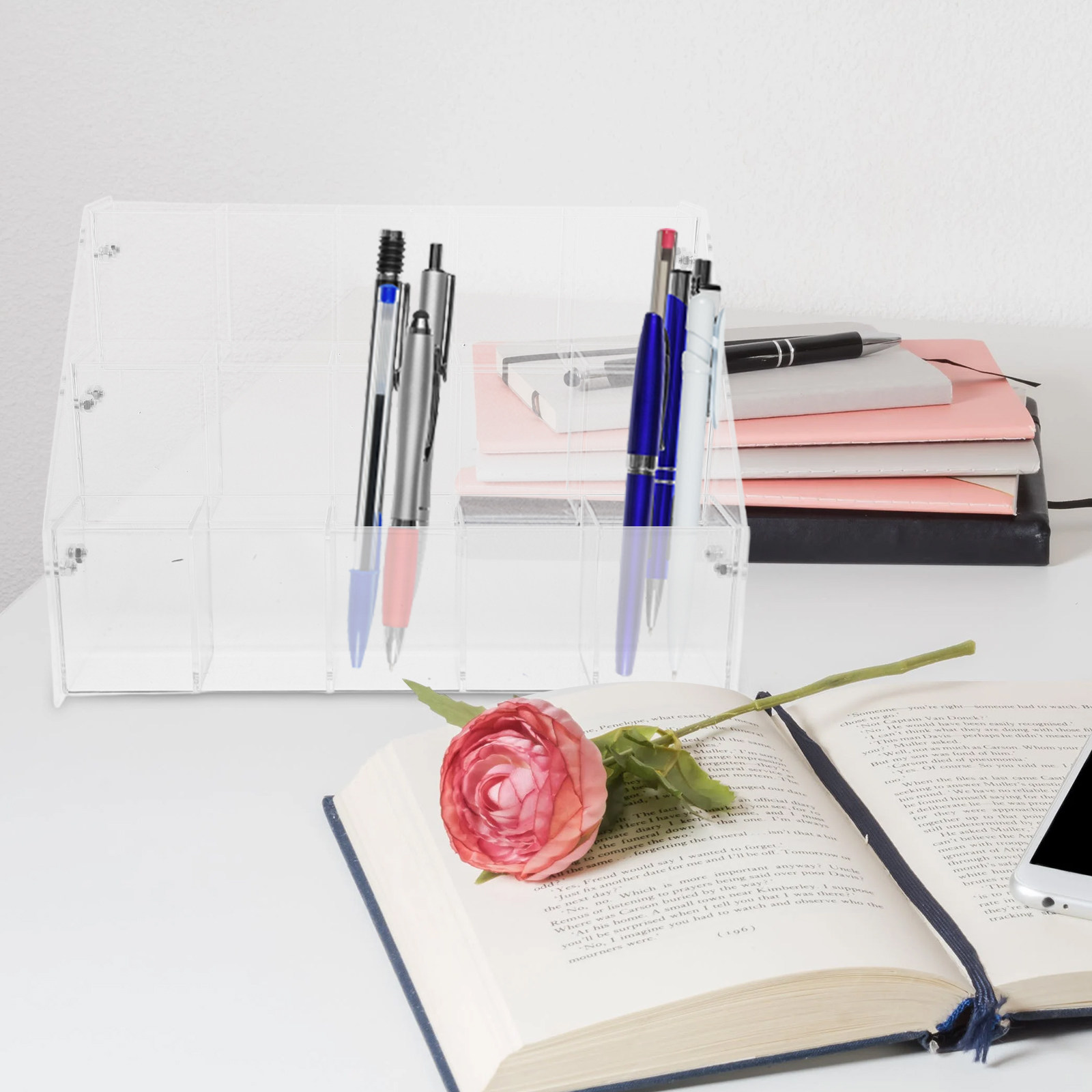 Stationery Office And School Supply Stores - Acrylic Pen Display Stand Clear Desk