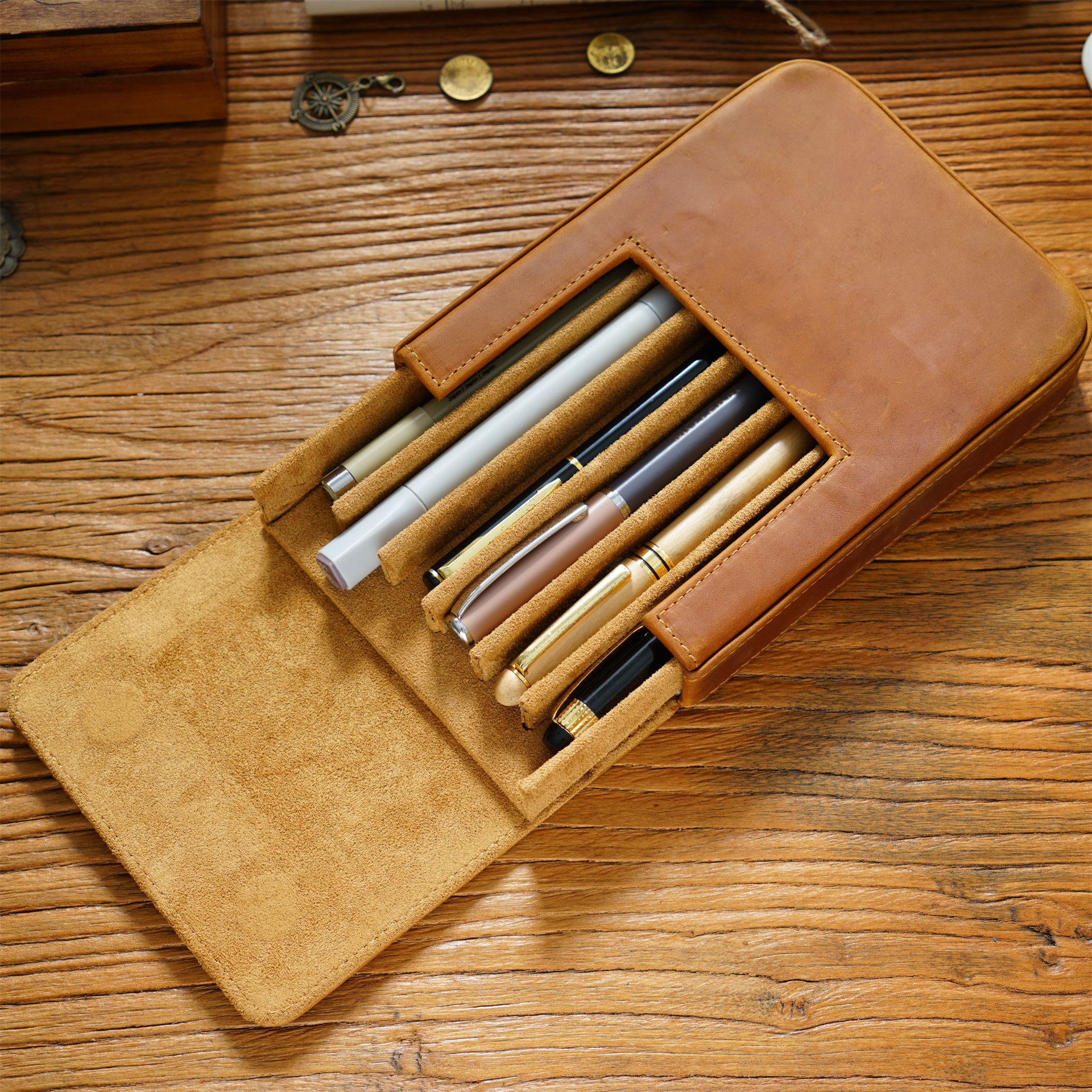 Handmade Crazy Horse Leather P - Pen Pouch Roll review and price