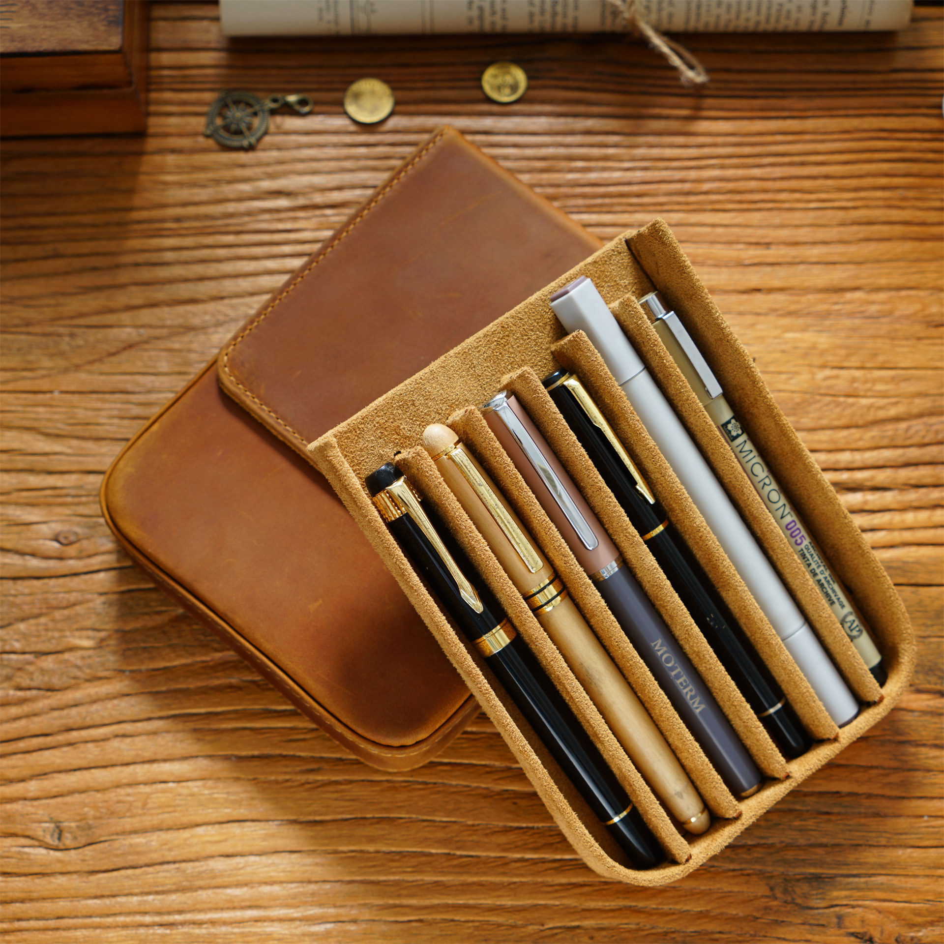 Handmade Crazy Horse Leather P - Pen Pouch Roll review and price