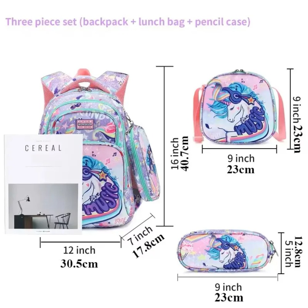 3PCS Kids Backpack Set Unicorn - Pencil Case Large review and price