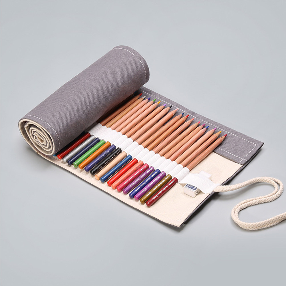 1pc Canvas Pencil Roll Bag 48  - Pen Pouch Roll review and price