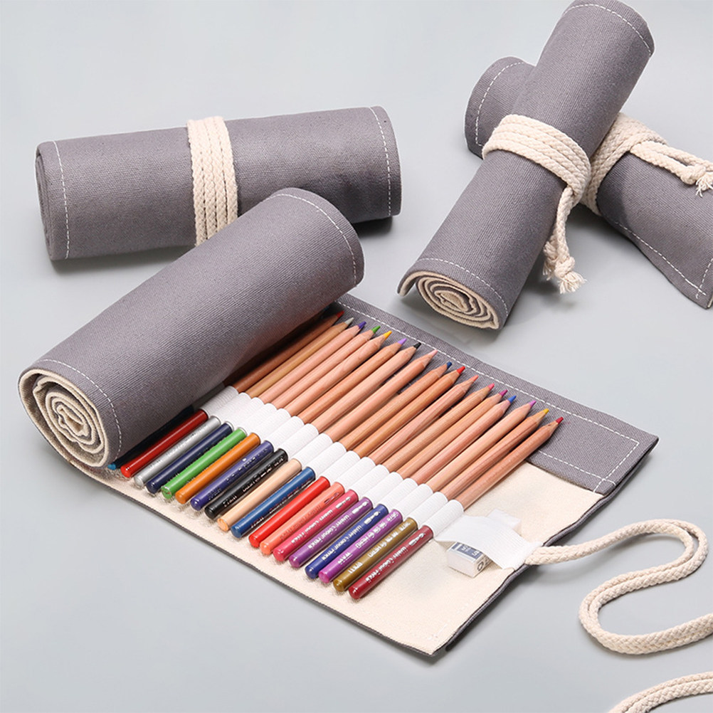 1pc Canvas Pencil Roll Bag 48  - Pen Pouch Roll review and price