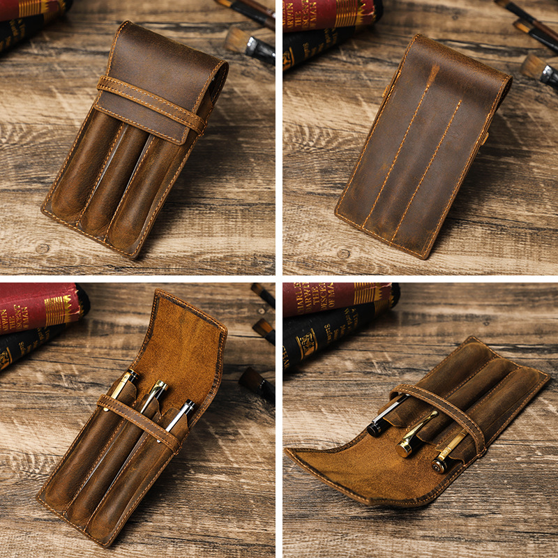 hand-made leather cowhide penc - Pen Pouch Roll review and price