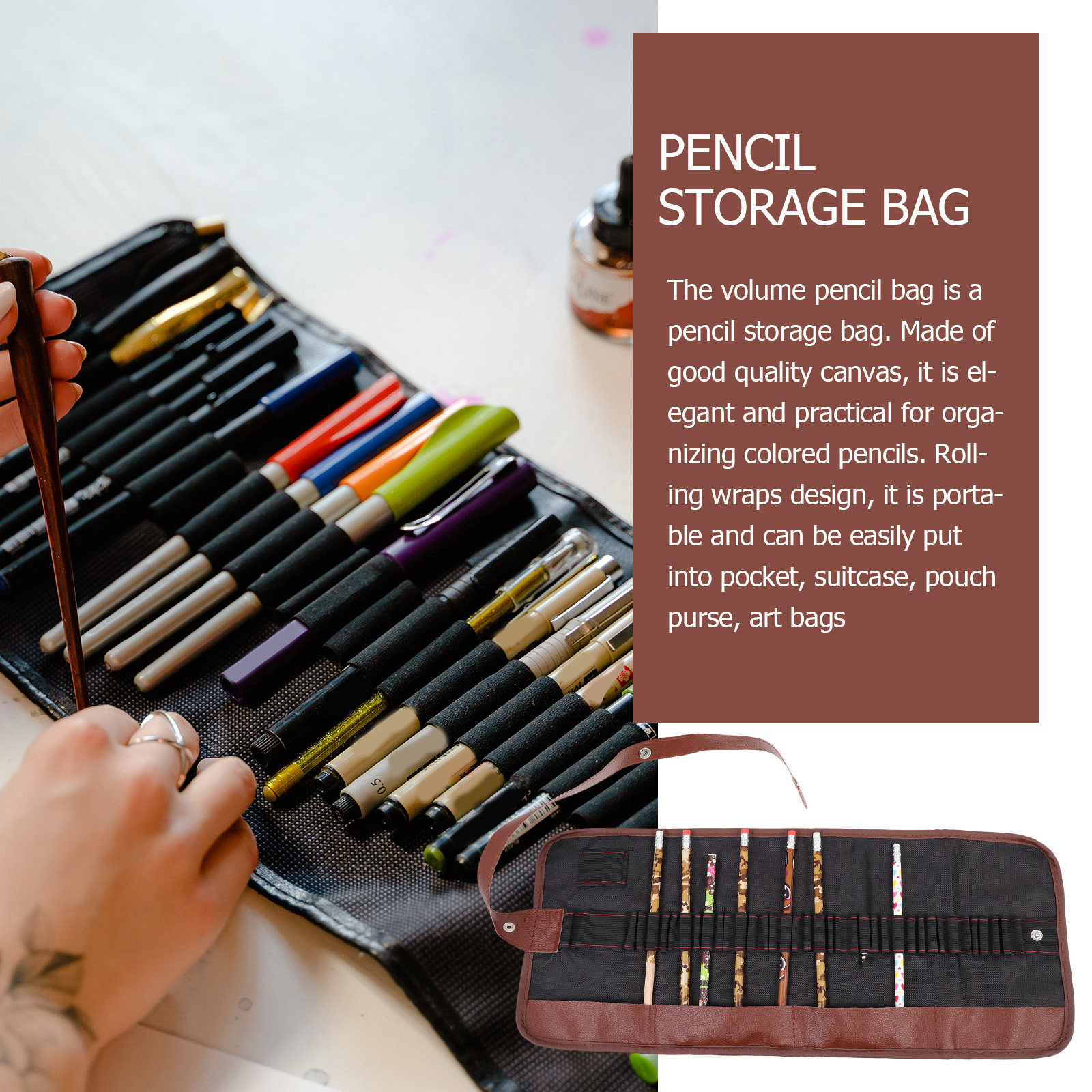 2Pcs Canvas Pencil Wrap Portab - Pen Pouch Roll review and price