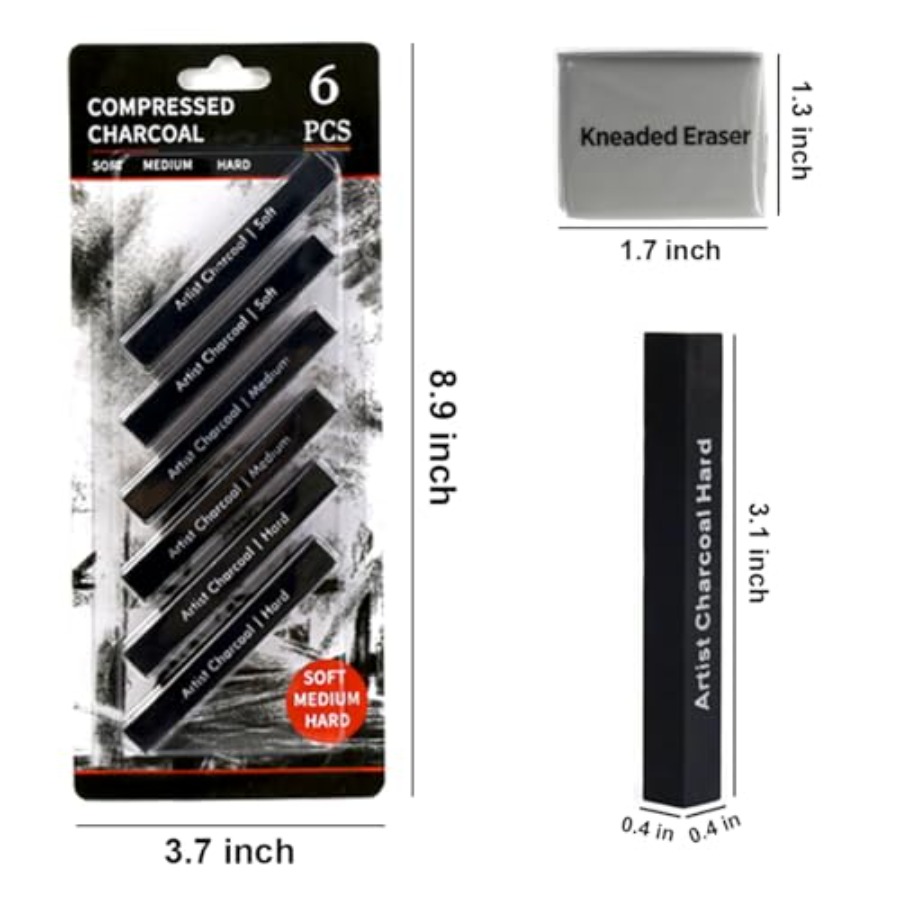 Compressed Charcoal Sticks 6 P - Rubber Eraser Kneaded review and price