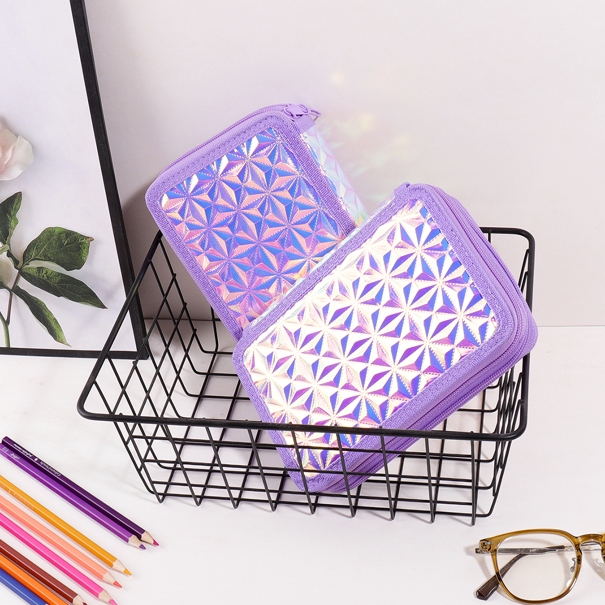 Y2K Purple Holographic Pencil  - Pencil Case Large review and price